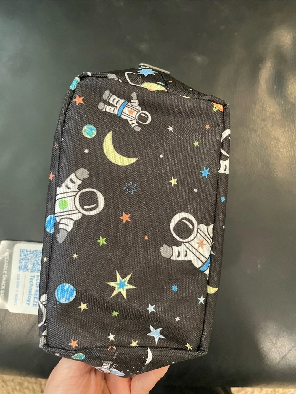 PackIt-Snack Bag Freezable Astronaut Print Pouch - Black with Lime Zipper